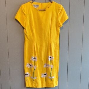 Vintage Jessica Howard Sunny Yellow Floral Mod Dress